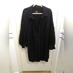 Anthropologie women's plus 3x navy lace tunic blouse with tie.
